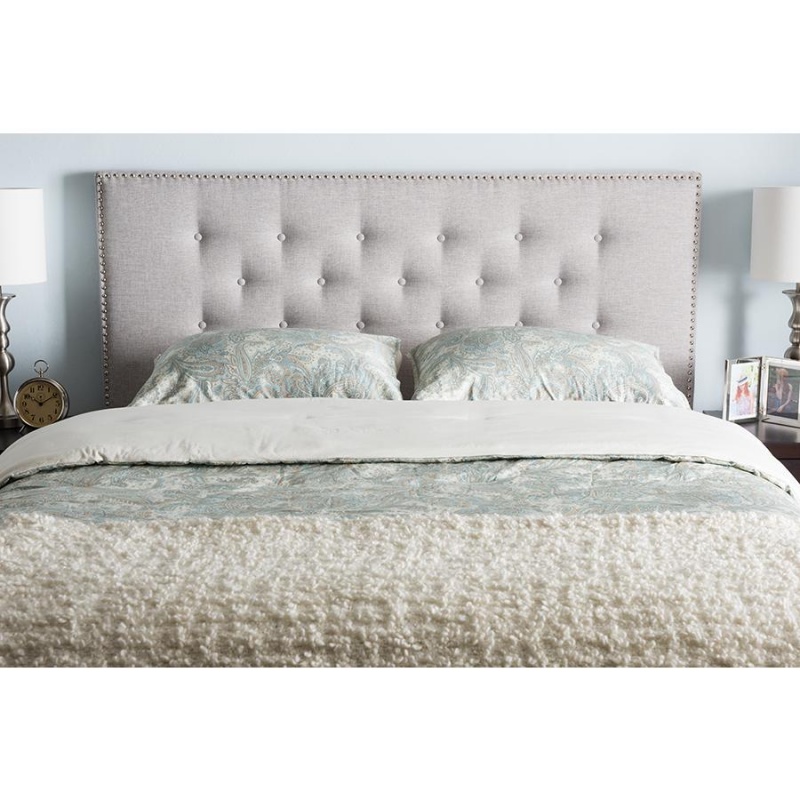 Windsor Modern And Contemporary Greyish Beige Fabric Upholstered King Size Headboard