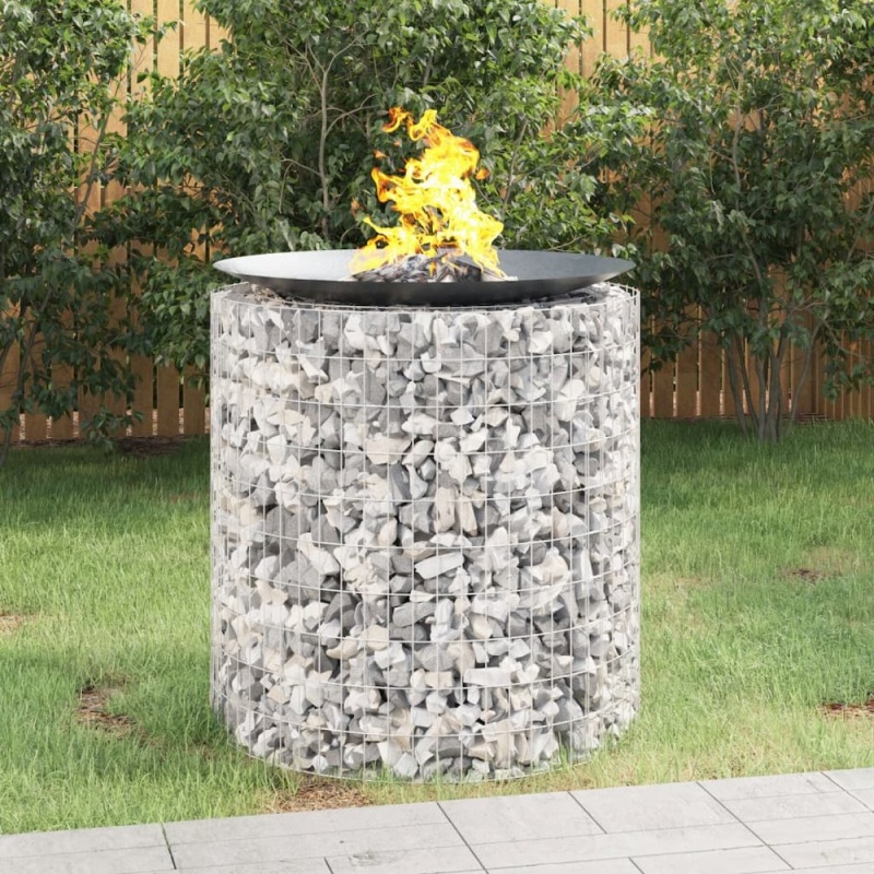 Gabion Fire Pit 㘠39.4" Galvanized Iron