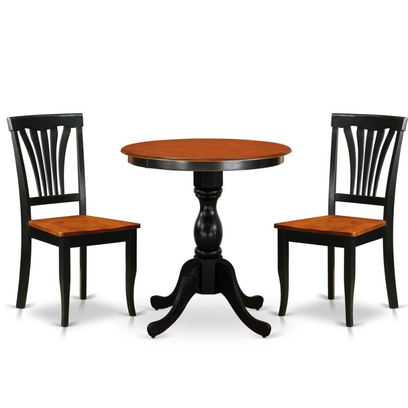 3-Piece Dining Table Set with Slatted Back Chairs