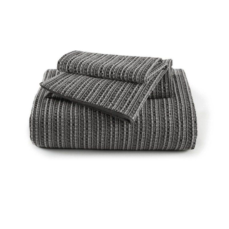 Lyon Waffle Washed Duvet Set, Charcoal Color