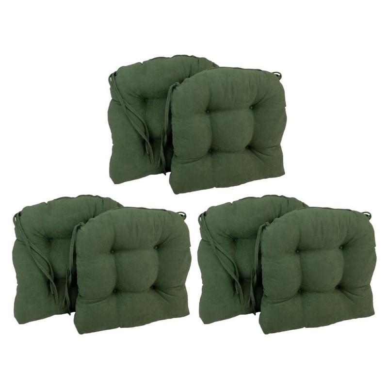 16-Inch Solid Microsuede U-Shaped Tufted Chair Cushions (Set of 6)