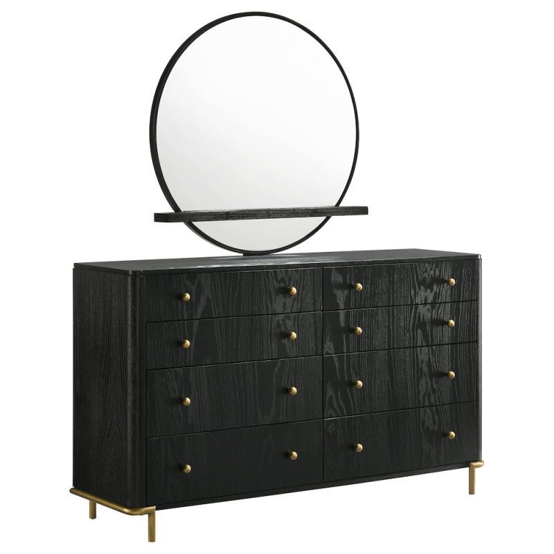 Arini 8-Drawer Dresser With Mirror Black