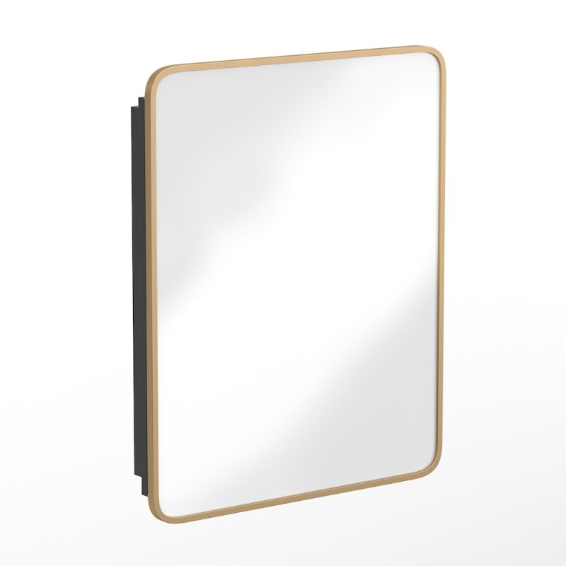24" X 30" Bathroom Medicine Cabinet With Rounded Beveled Mirror, Gold