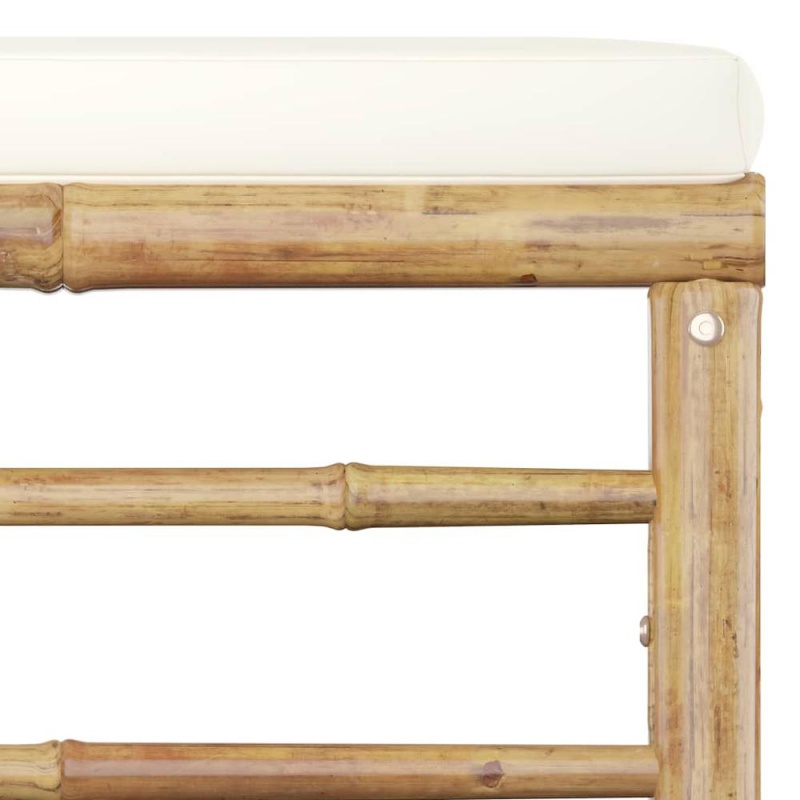 Vidaxl Garden Footrest With Cream White Cushion Bamboo 3147