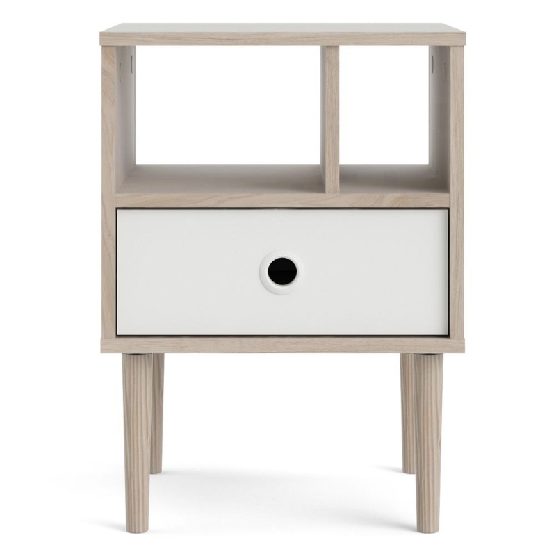 Rome 1 Drawer Nightstand With 2 Shelves, Jackson Hickory/White Matte