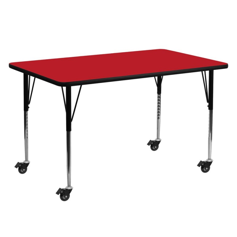 Mobile Activity Table Mobile 24''W x 60''L Red HP Activity Table - Standard Height Adjustable ...