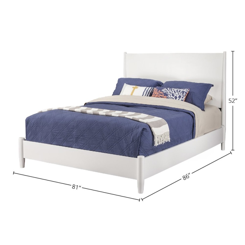 Flynn Mid Century Modern Standard King Panel Bed, White