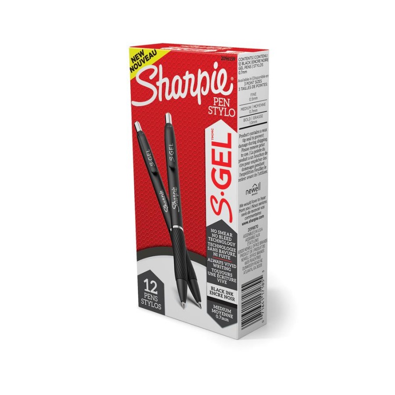 Sharpie S-Gel Pens - 0.7 Mm Pen Point Size - Retractable - Black Gel-Based Ink - 1 Dozen