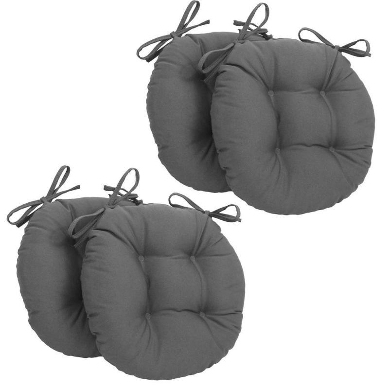 16-Inch Solid Twill Round Tufted Chair Cushions (Set of 4)