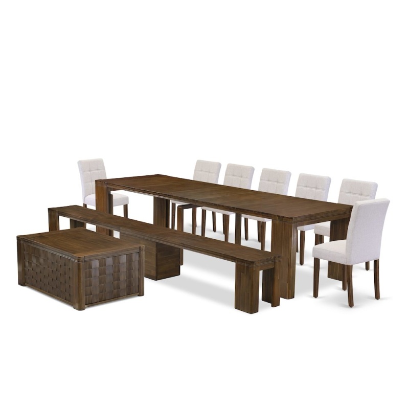 10 Pieces Extendable Dining Set Includes A Rectangle Kitchen Table