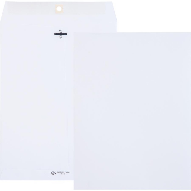 Quality Park 9 X 12 Clasp Envelopes With Deeply Gummed Flaps - Clasp - #90 - 9" Width X 12" Length - 28 Lb - Gummed Flap - 100 / Box - White