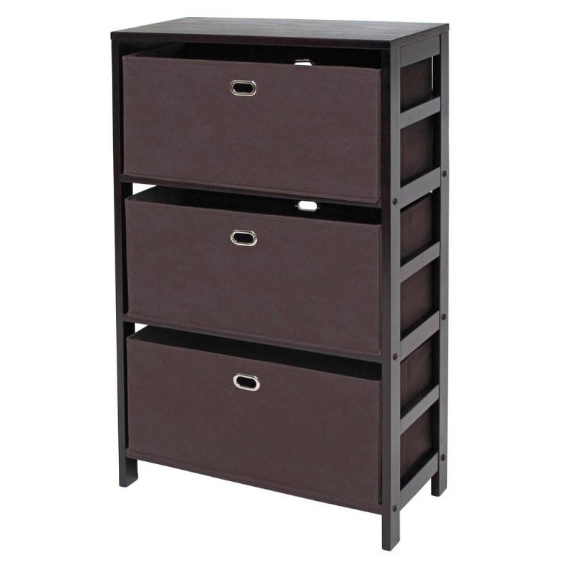 Torino 4-Pc Set Storage Shelf W/ Black Fabric Baskets