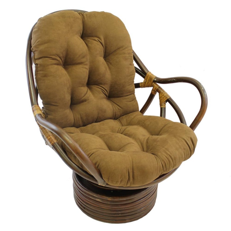 Rattan Swivel Rocker With Micro Suede Cushion