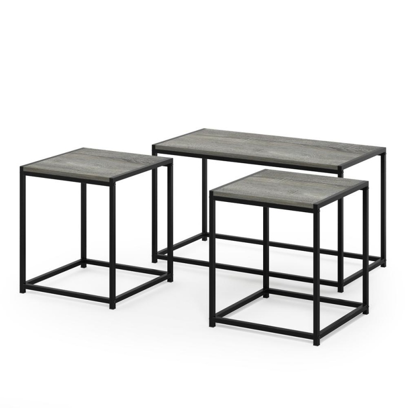 Furinno Camnus Modern Living Room Table Set With One Coffee Table And Two End Tables, Americano