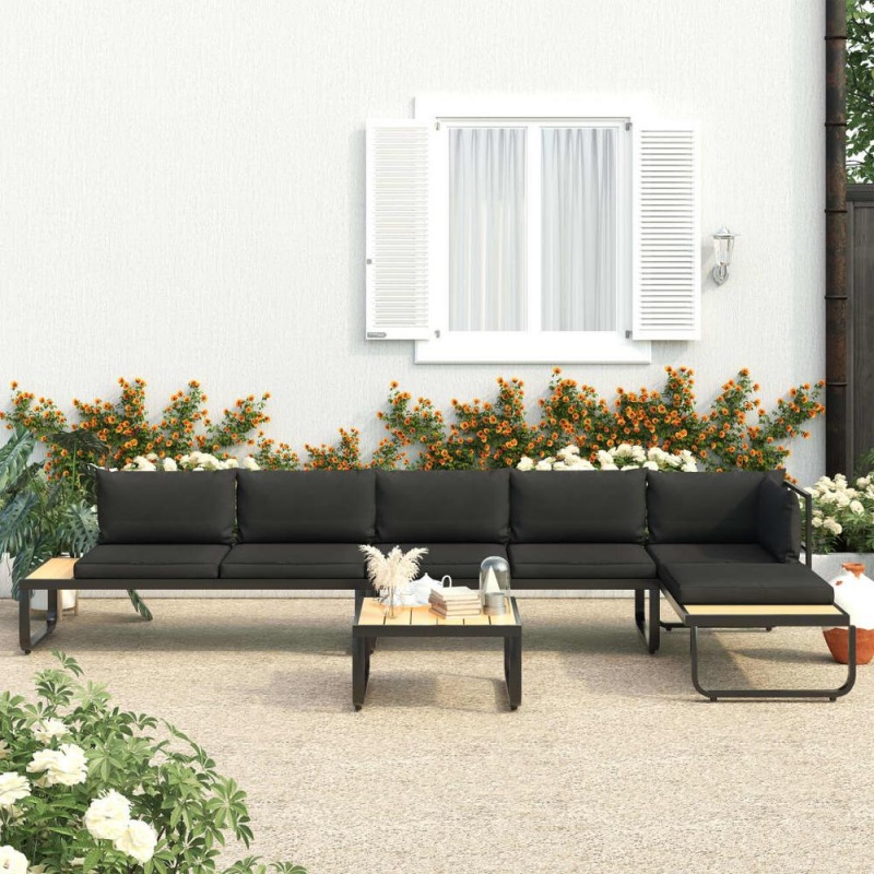 Vidaxl 4 Piece Garden Corner Sofa Set With Cushions Aluminum And Wpc 8653