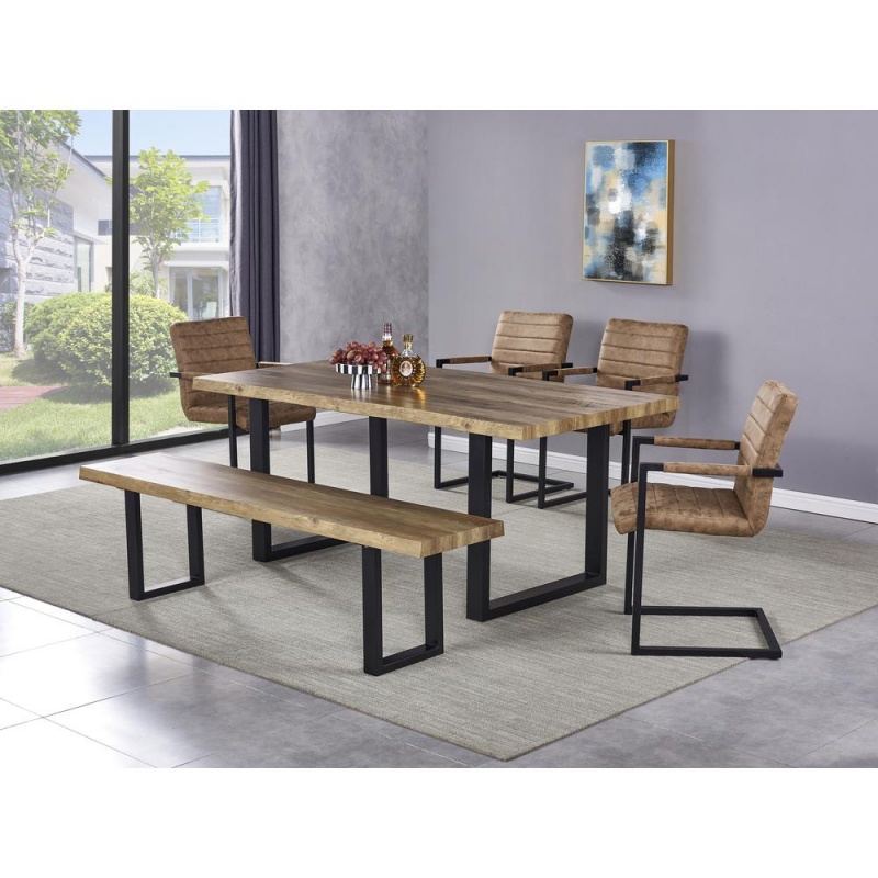 Bazely 6-Piece Industrial Chic Dining Set In Brown