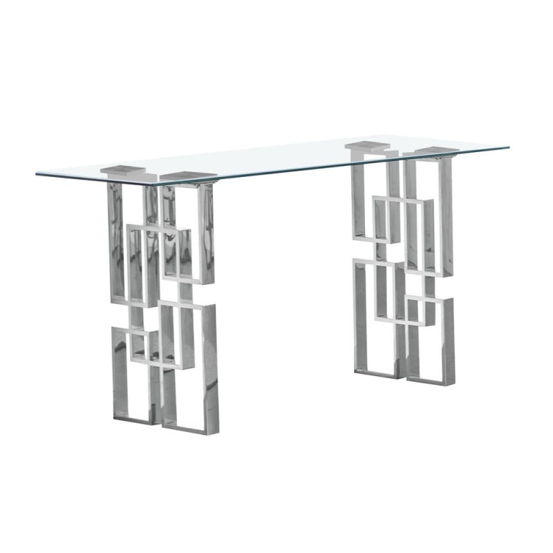 Clear Tempered Glass Console Table