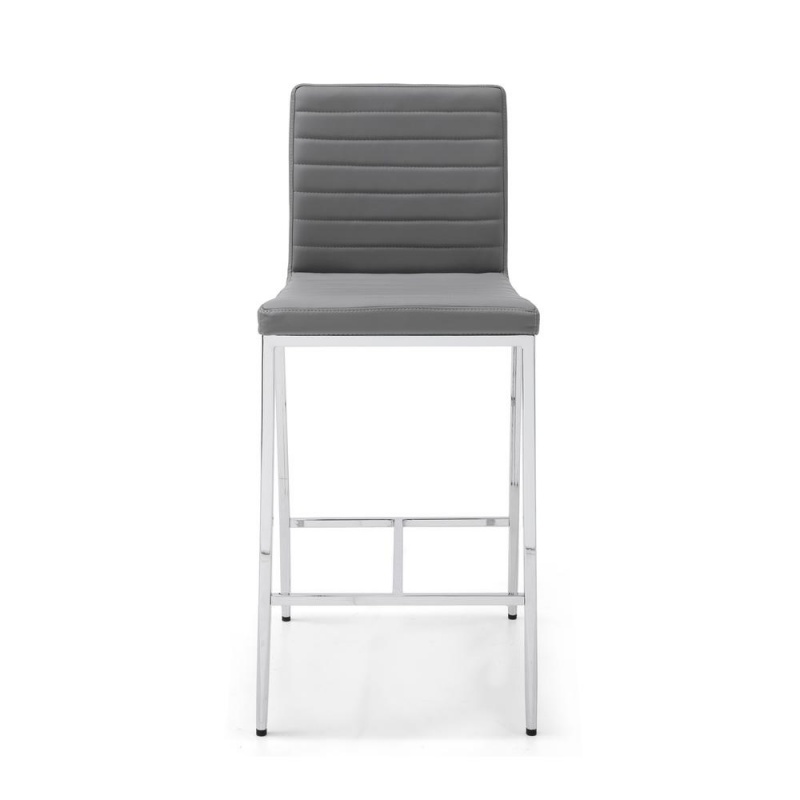 Lily Counter Stool Gray Faux Leather Chrome Frame