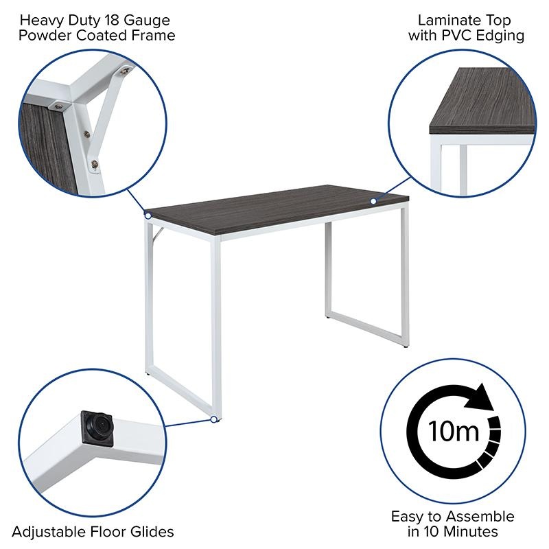 Modern Commercial Grade Desk Industrial Style Computer Desk Sturdy Home Office Desk - 47" Length - Gray