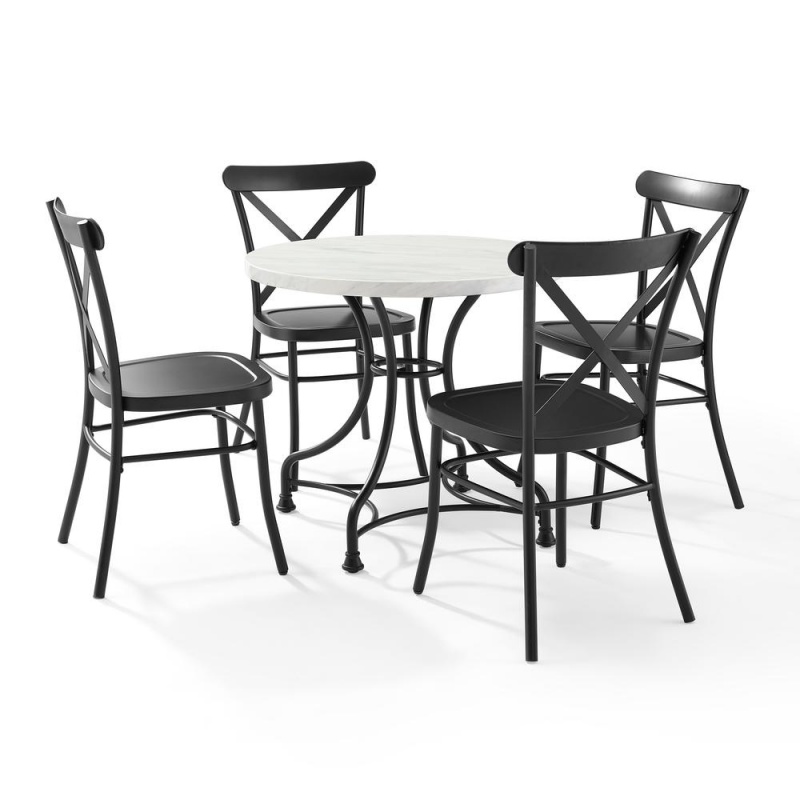 Madeleine 32" 5Pc Dining Set W/Camille Chairs Matte Black - Table & 4 Chairs