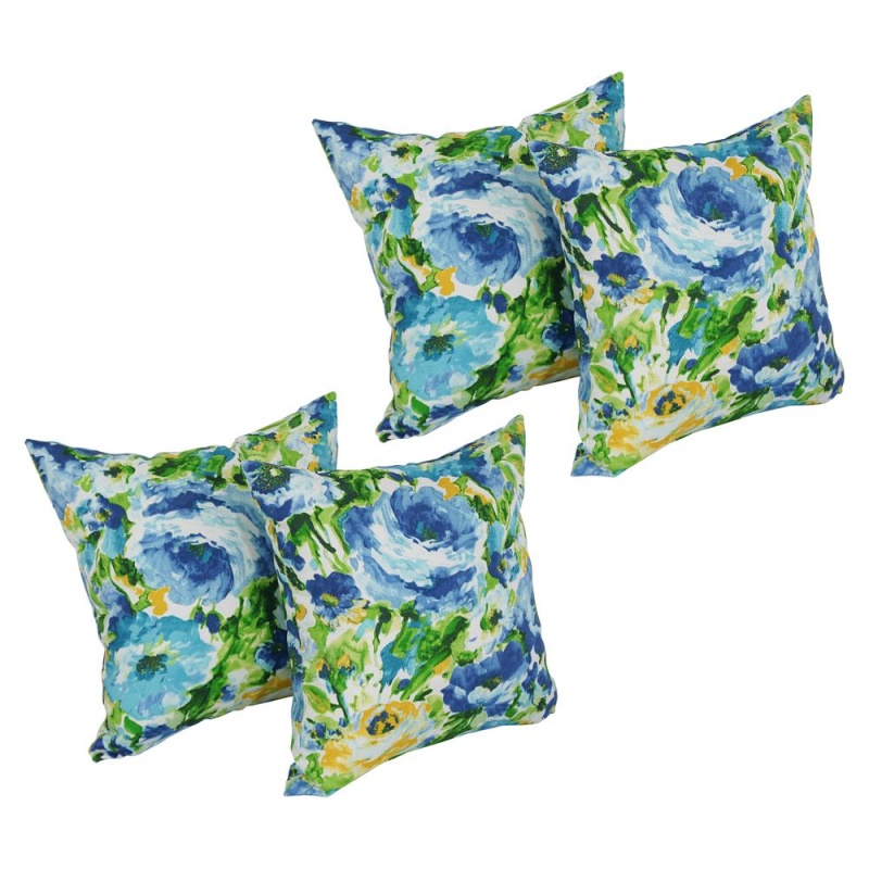 Blazing Needles 17-Inch Square Pattern Polyester Outdoor Throw Pillows, Set of 4