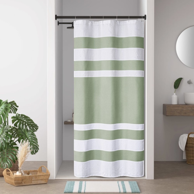 Spa Waffle Shower Curtain with 3M Treatment