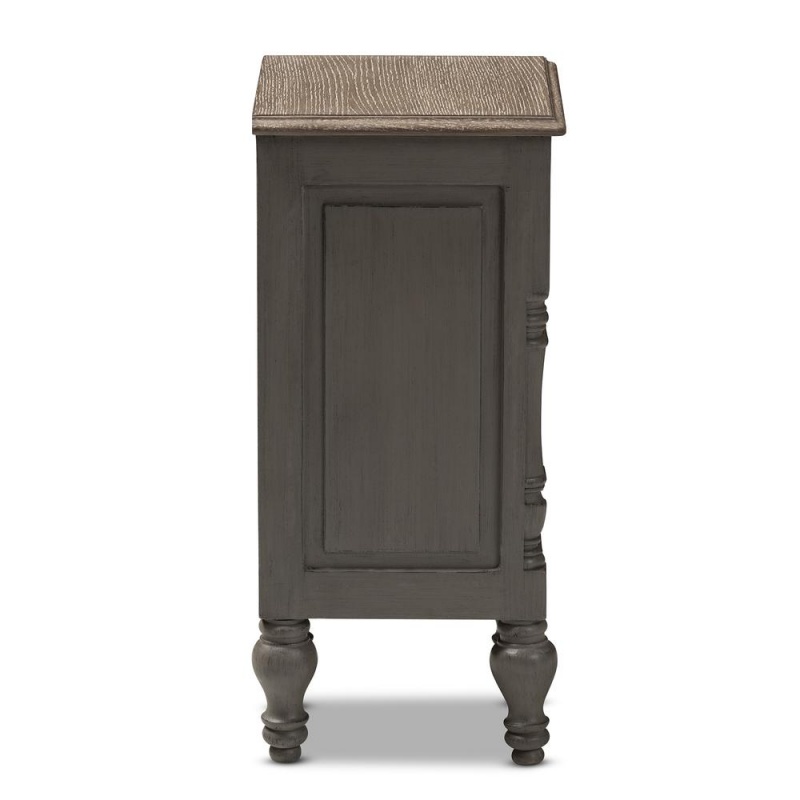 Noemie Country Cottage Farmhouse Brown Finished 2-Drawer Nightstand
