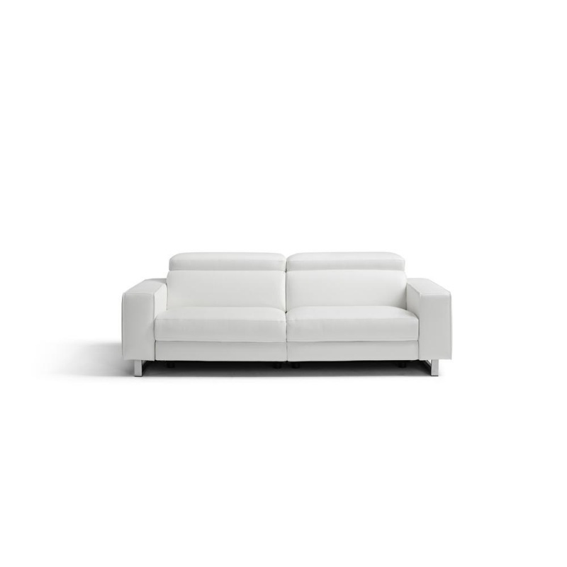 Augusto Sofa 100% Made In Italy White Top Grain Leather 1066 L09s 2 Electric Recliners Adjustabl