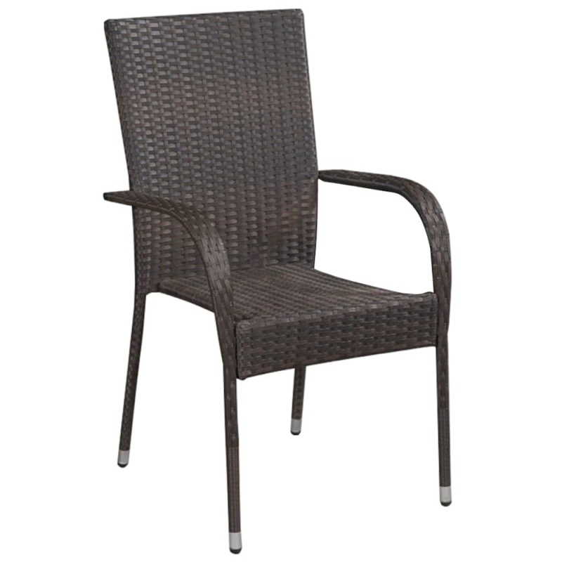 Vidaxl Stackable Outdoor Chairs 4 Pcs Poly Rattan Brown - 310083 | New ...