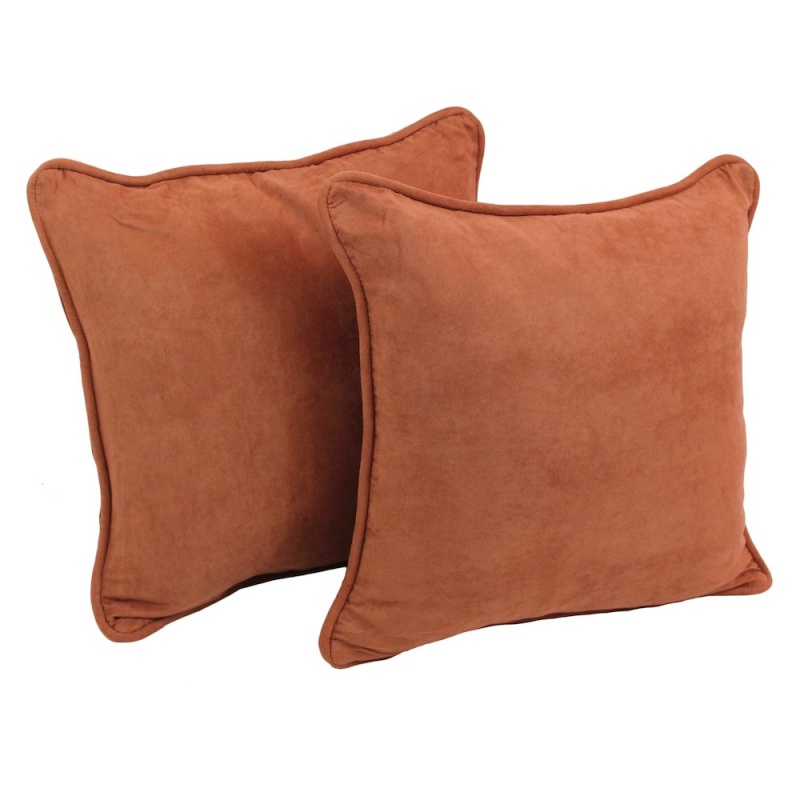 18-Inch Double-Corded Solid Microsuede Square Throw Pillows (Set of 2)