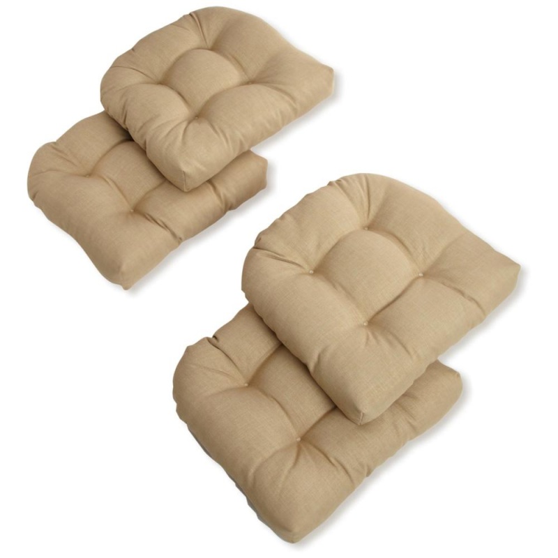 19-Inch U-Shaped Spun Polyester Outdoor Tufted Dining Chair Cushions (Set Of 4)