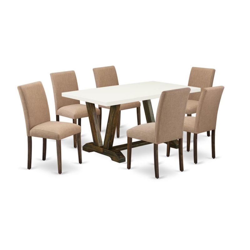 7-Pc Wooden Dining Table Set