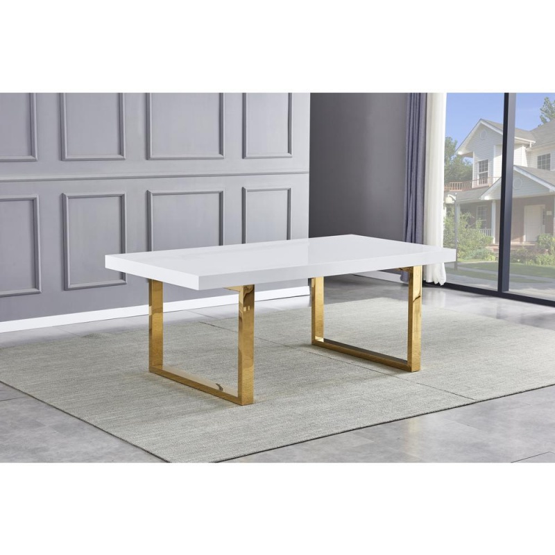 Best Master Furniture Padraig Rectangle White Modern Dining Table In Gold