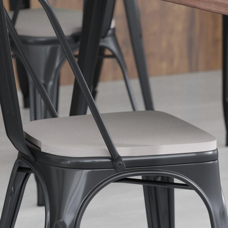 Perry Poly Resin Wood Square Seat With Rounded Edges For Colorful Metal Barstools In Gray