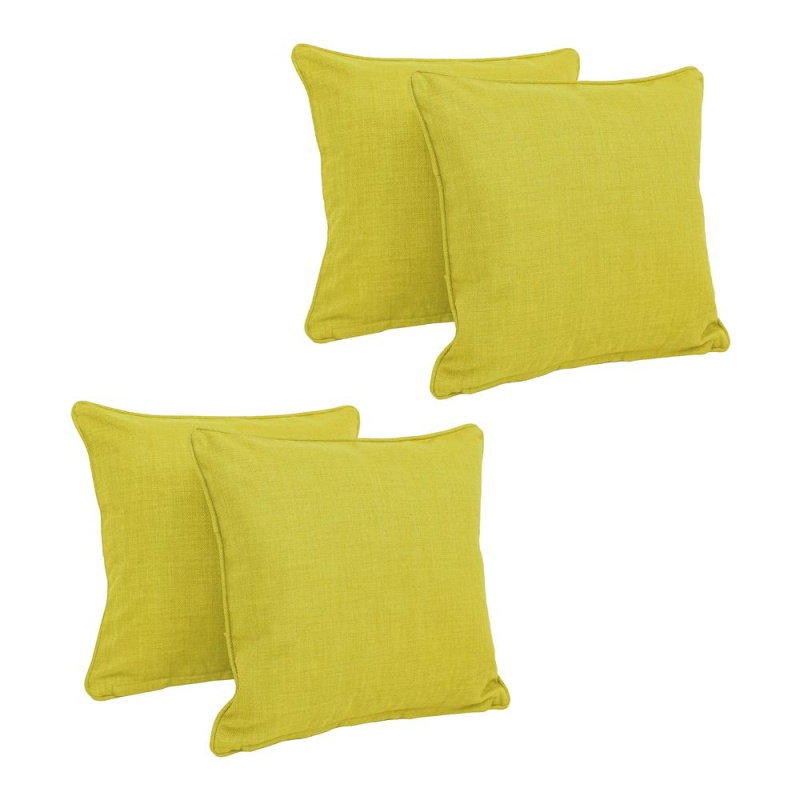 18-Inch Double-Corded Solid Outdoor Spun Polyester Square Throw Pillows With Inserts (Set Of 4) 9810-Cd-S4-Reo-Sol-01