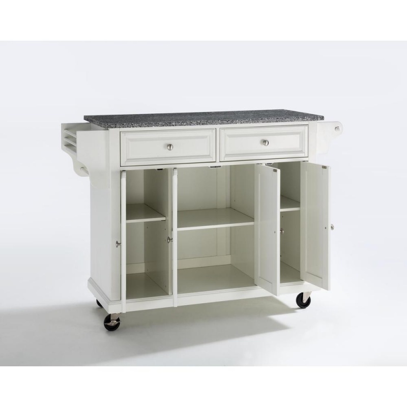 Full Size Granite Top Kitchen Cart White/Gray