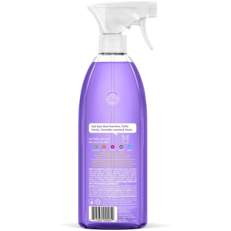 Method All-Purpose Cleaner - 28 Fl Oz (0.9 Quart) - Fresh, French Lavender Scent - 8 / Carton - Lavender