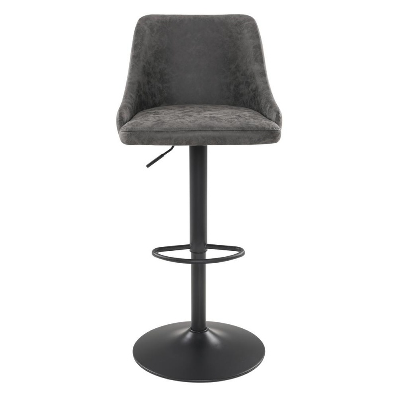 Sylmar Height Adjustable Stool In Charcoal Faux Leather