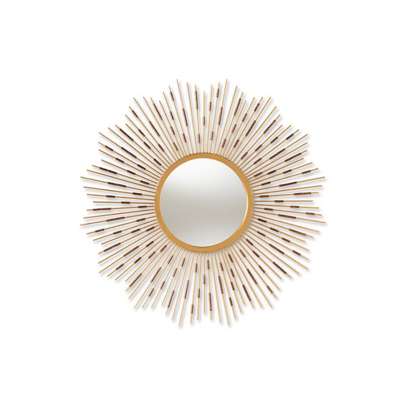 Apollonia Modern And Contemporary Gold Finished Sunburst Accent Wall Mirror