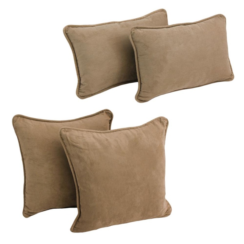 Double-Corded Solid Microsuede Throw Pillows With Inserts (Set Of 4) 9819-Cd-S4-Ms-Jv