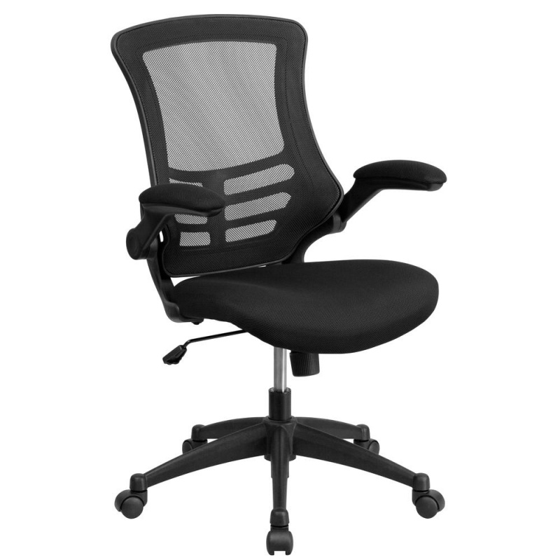 Work From Home Kit - Black Computer Desk, Ergonomic Mesh Office Chair And Locking Mobile Filing Cabinet With Inset Handles
