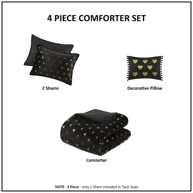 Printed Plush Comforter Set With Throw Pillow