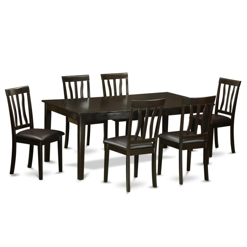 7 Pc Dining Set-Table With Leaf And 6 Dinette Chairs