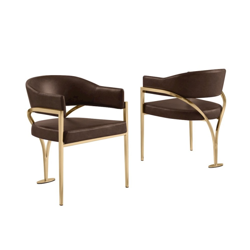 Leather-Aire Side Chairs With Gold Chrome Set of 2