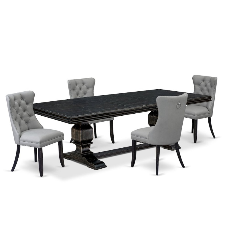 5 Piece Kitchen Table Set with 4 Faux Leather Chairs