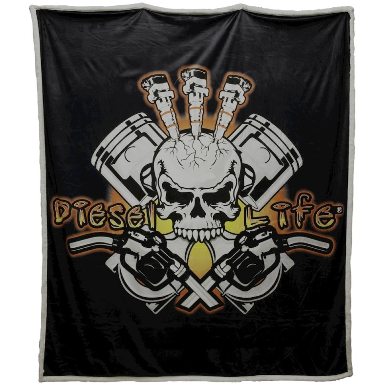 Diesel Life Injector Skull Design Sherpa Throw Blanket For Couch Lightweight
