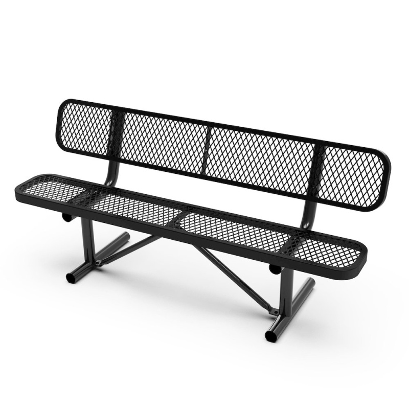 6' Commercial Grade Expanded Metal Bench With Backrest