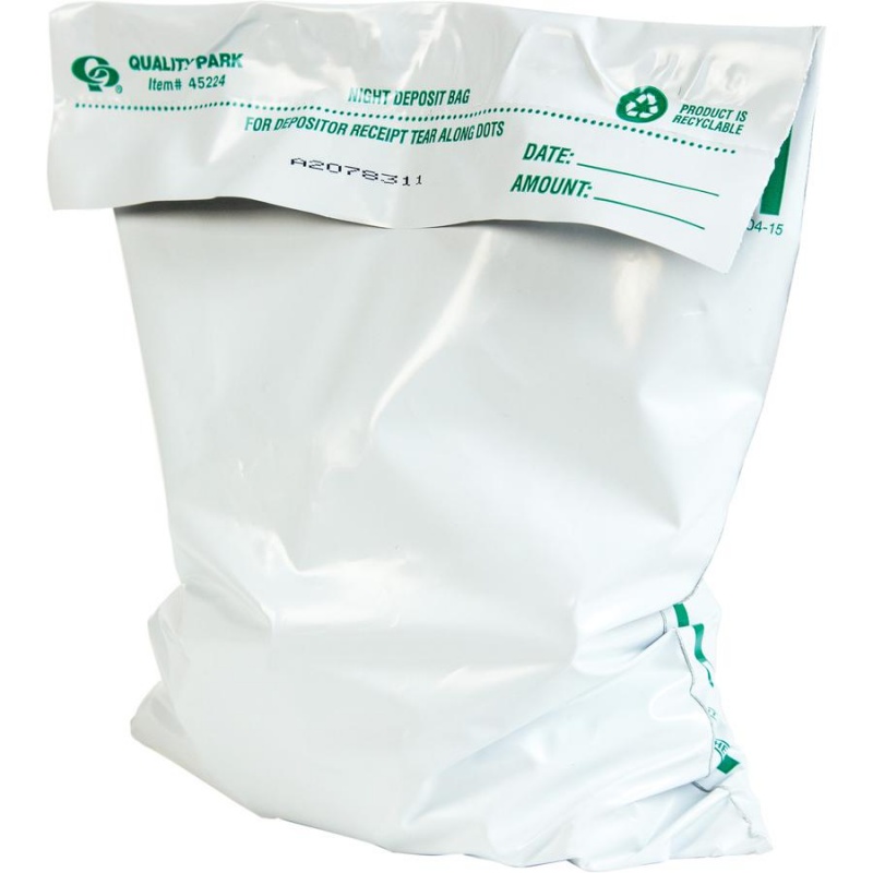 Quality Park Night Deposit Bags - 8.50" Width X 10.50" Length - White - Polyethylene - 100/Pack - Deposit