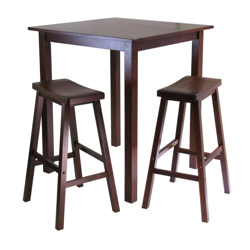 Parkland 3-Pc Square High/Pub Table Set With 2 Saddle Seat Stools