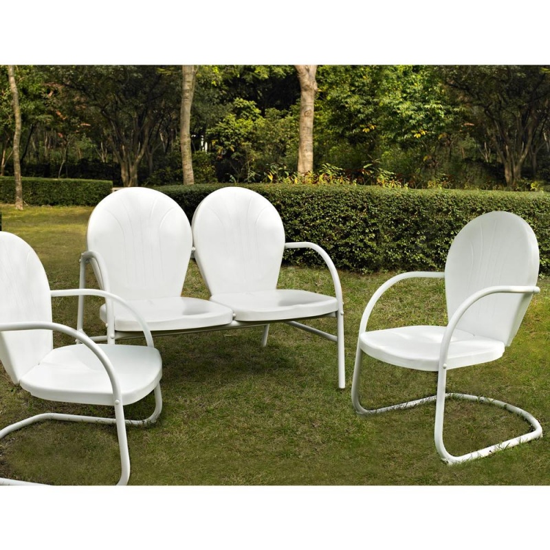 Griffith 3Pc Outdoor Conversation Set White - Loveseat, 2 Chairs